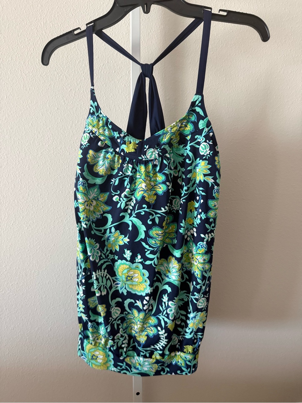 Land’s End Navy Floral T-Back Tankini Top